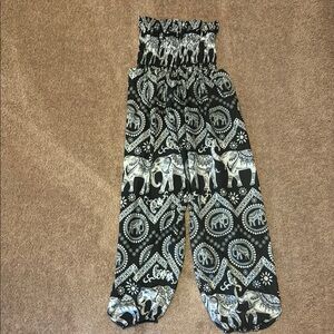 Elephant Print Black and White Kids Bottoms